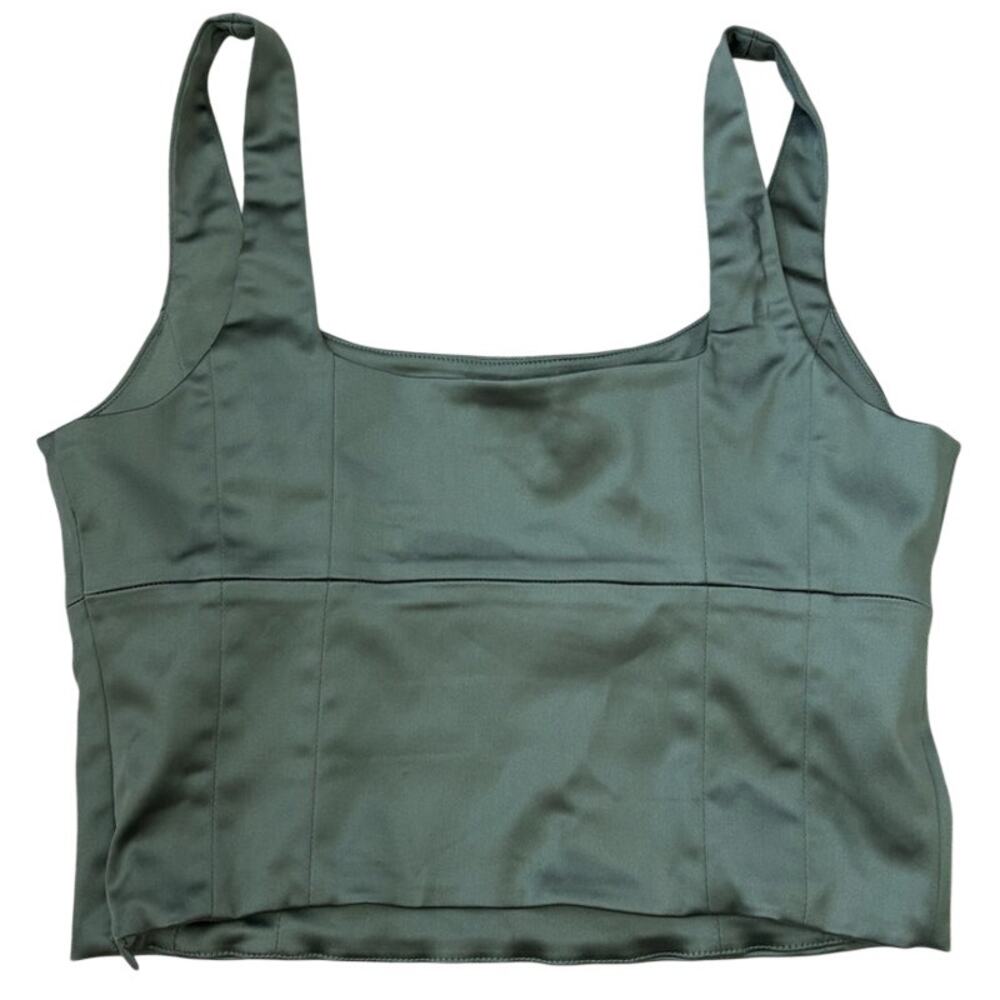 Wilfred Green Satin Bustier Tank Top Size Medium - Picture 2 of 5
